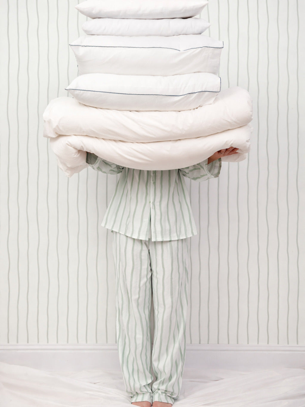 Green stripped pajama set